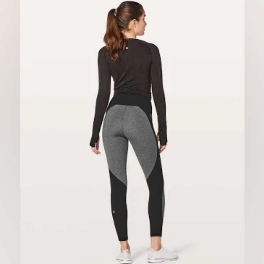Lululemon Train Times 7/8 Pant *25" Blocked. Black and Black Heathered colorway